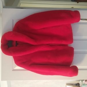 Faux fur red jacket